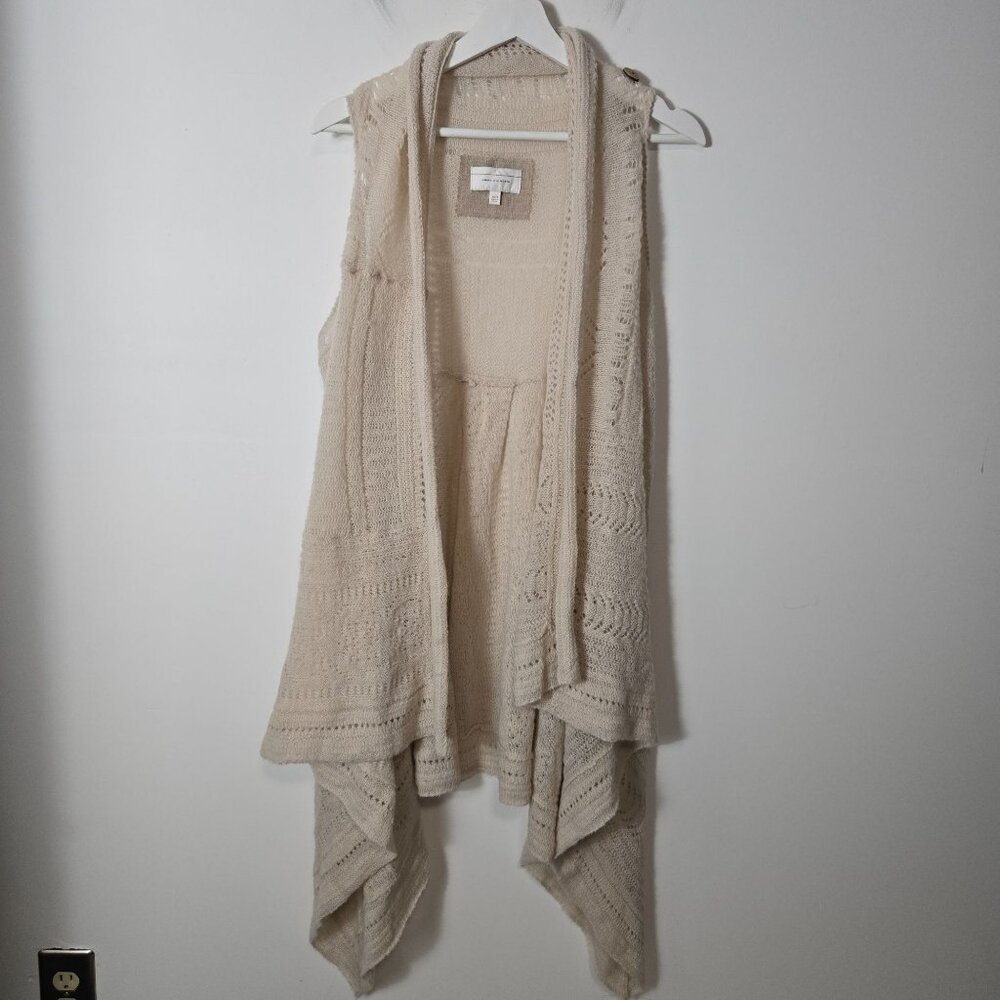 Angel of the North Size XS/S Knit Sweater Vest Cardigan Cream Wool Blend Anthro